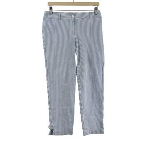 Talbots Perfect Crop Pants Seersucker Stripe Pants Preppy Summer nautical sz 4